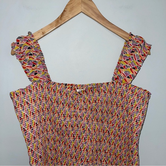 Anthropologie Maeve Smocked‎ Tank Size Large Multicolour Pattern - Picture 4 of 9